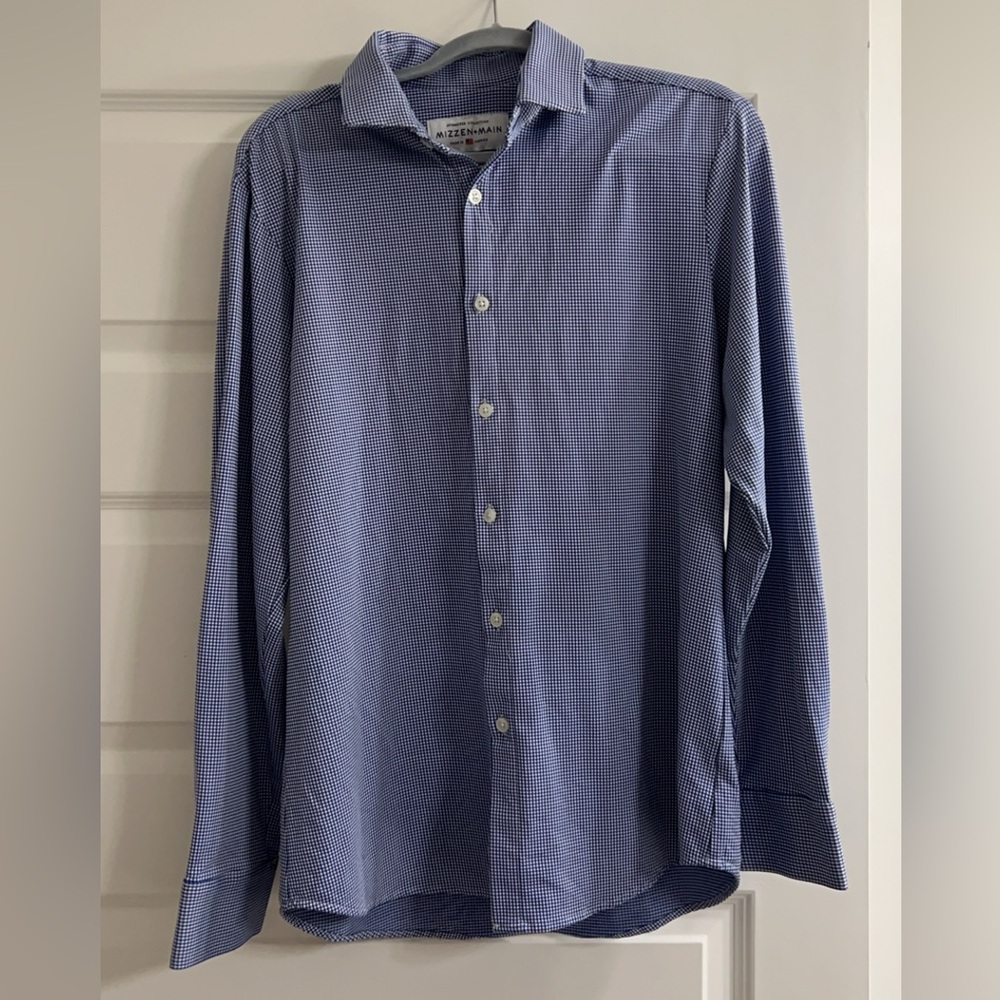 Men’s Large Mizzen+Main Long-Sleeve Dress Shirt Stretch-Fit Lightly Used